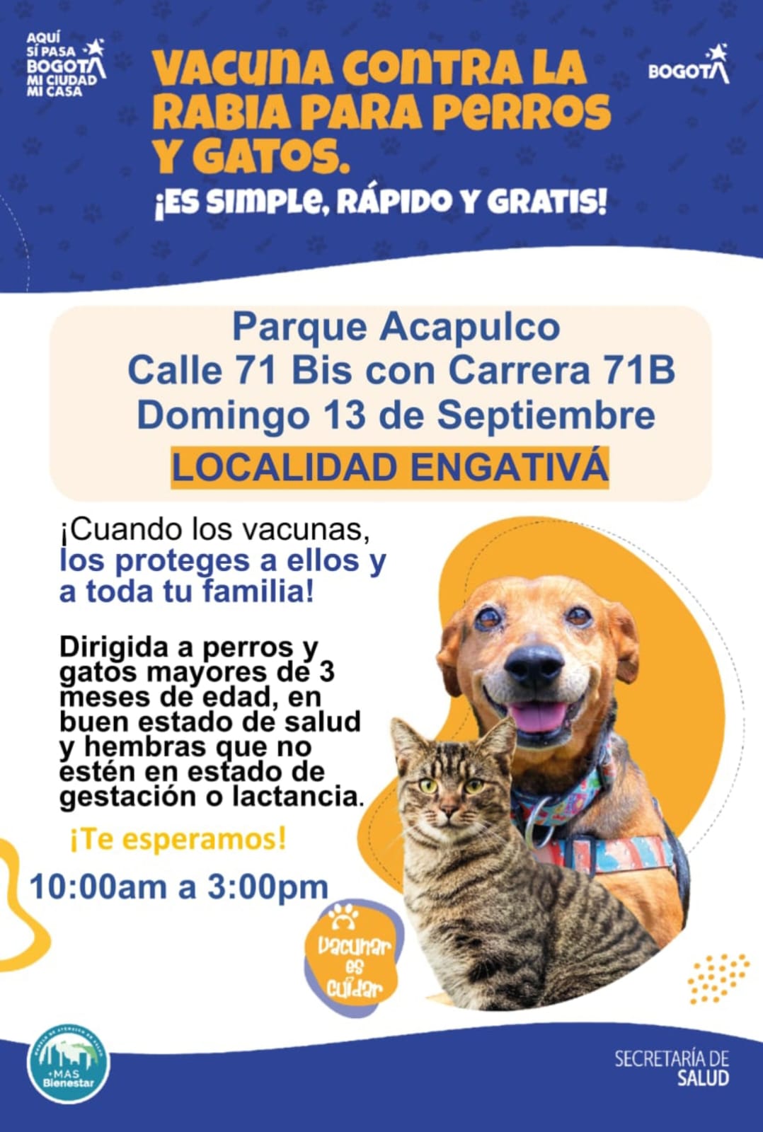 VACUNACION ANTIRABIA PARA PERROS Y GATOS